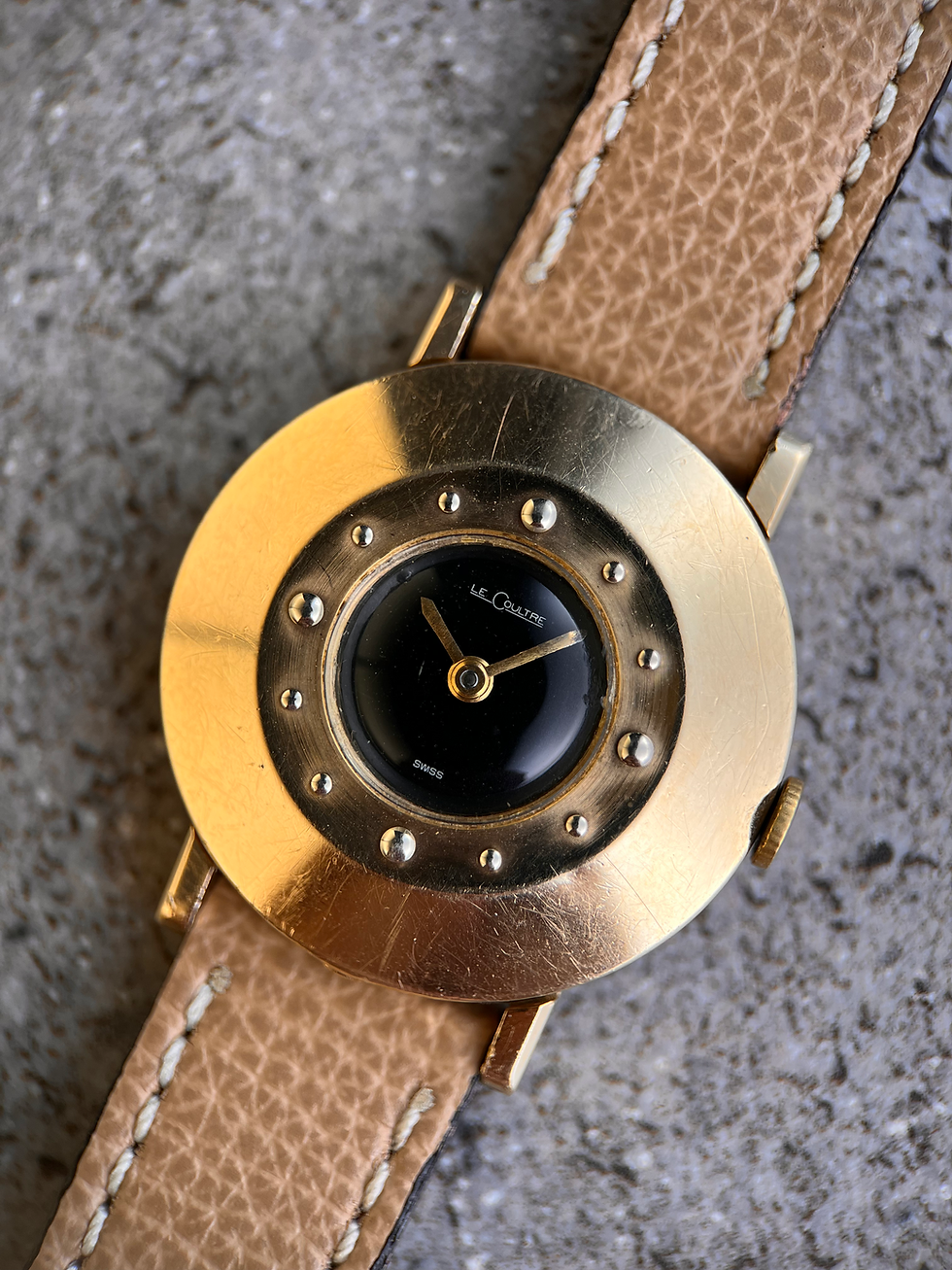 Thumbnail: LeCoultre “Flying Saucer” vintage watch 14Kt Yellow Gold Black Dial 