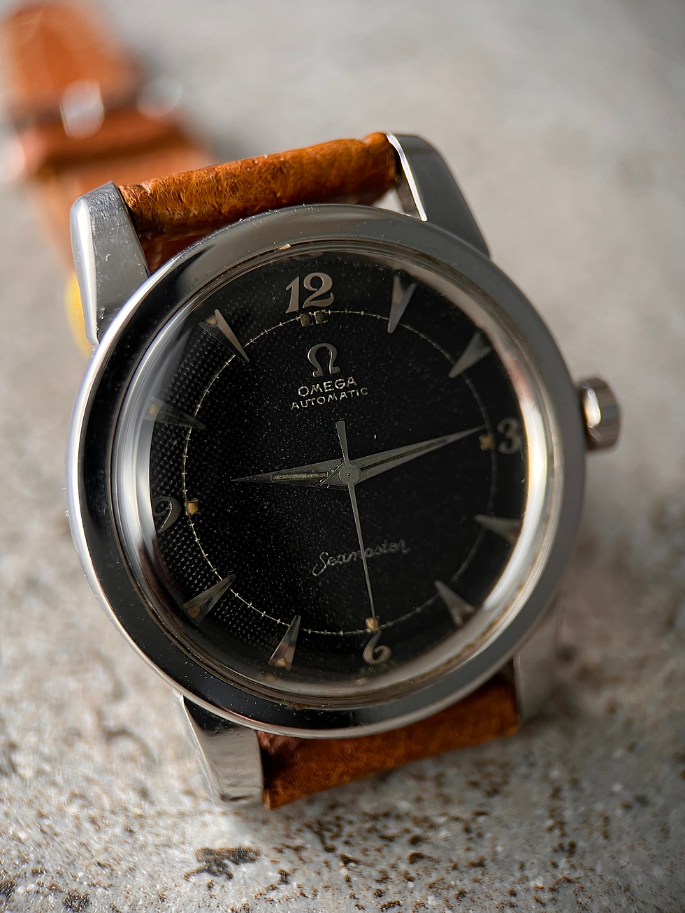 Thumbnail: Omega Seamaster Bumper Automatic Vintage Black Honeycomb Breguet Dial Ref  2577
