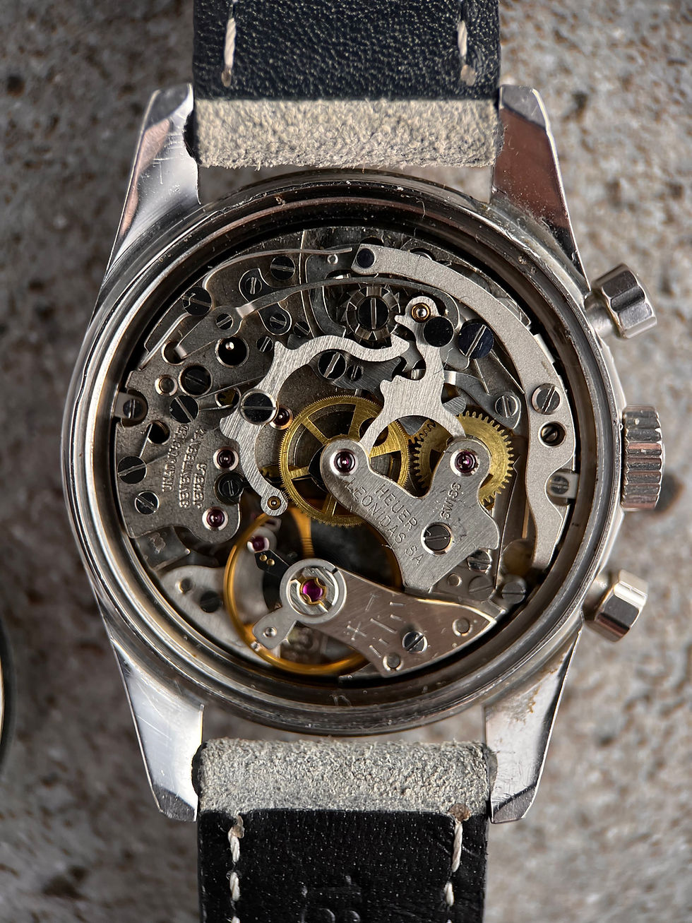 Thumbnail: Heuer Carrera Vintage Chronograph Ref 3647t Steel Case Red Tachymetre Mint