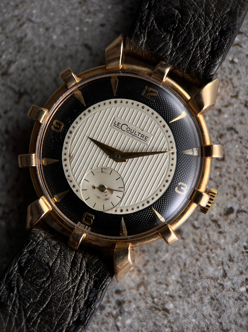 Thumbnail: LeCoultre Helm Vintage Watch 14Kt Rose Gold Black and White Guilloche Dial