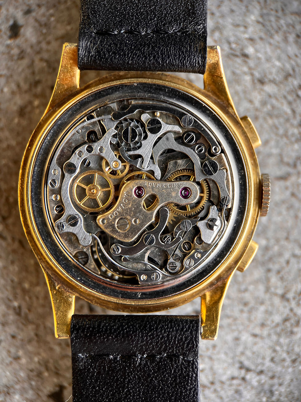 Thumbnail: Movado M90 Vintage Chronograph 18Kt Step Gold Case Breguet Numerals ref 9005