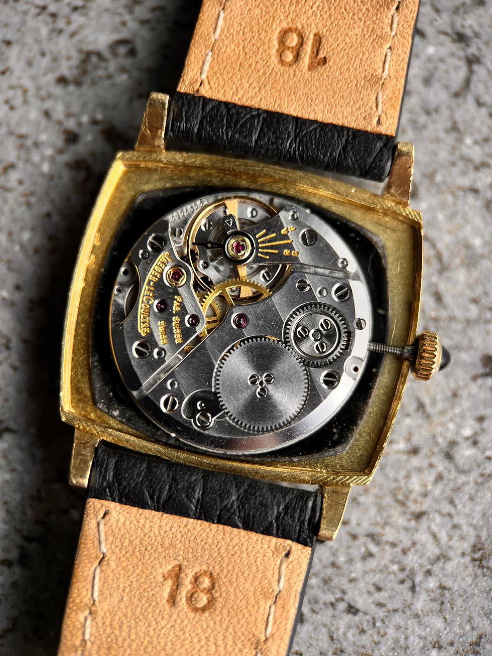Thumbnail: Jaeger LeCoultre Cushion 18Kt Yellow Gold Vintage Watch Black Onix Stone Dial 