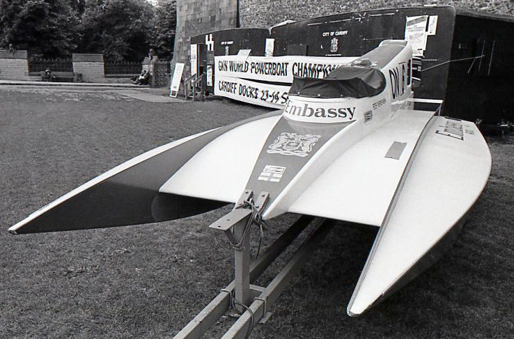 A powerboat spectacle in a Cardiff wasteland
