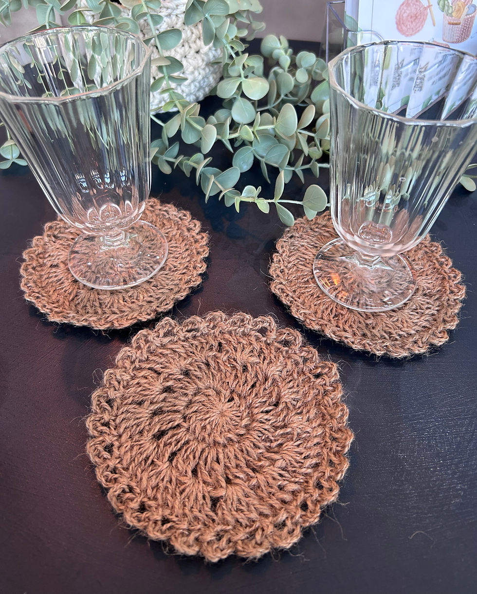 Glas-Untersetzer aus Hanf