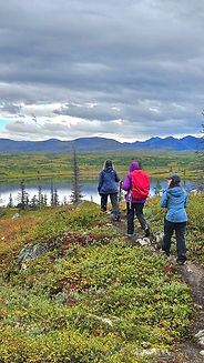 Rainy weather didn't keep these guests from hiking at Caribou Lodge near Talkeetna