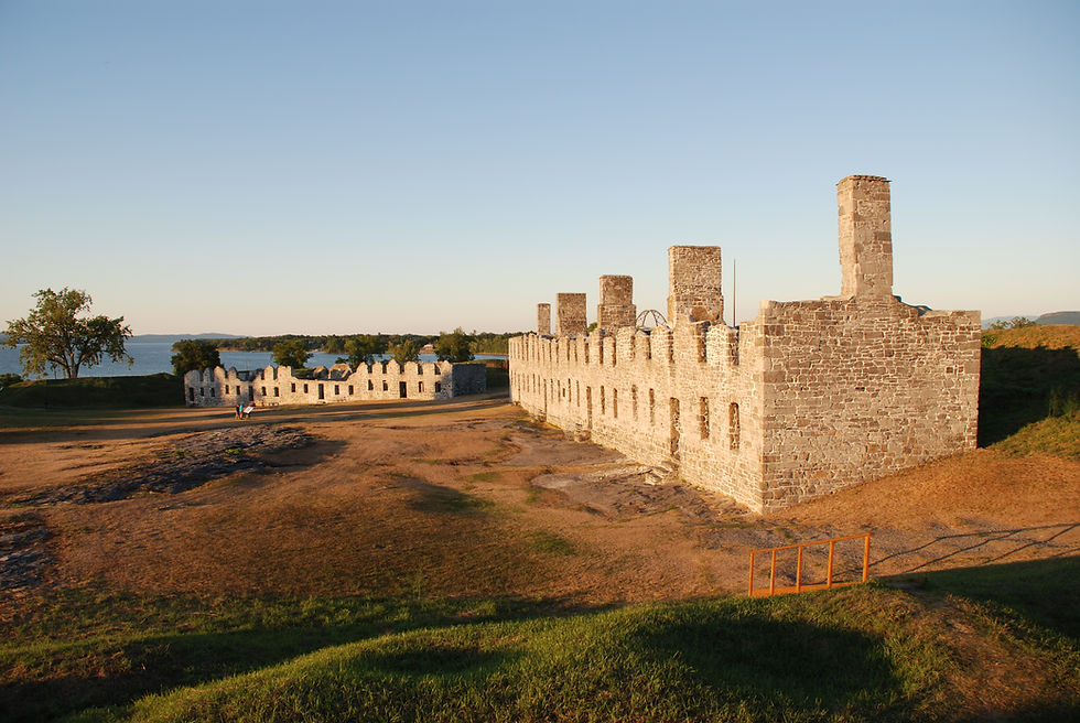 A view of His Majesty's Fort at Crown Point looking at the Soldier's Barracks (near) and Officer's Barracks (far). Photo from Tim Dusablon.