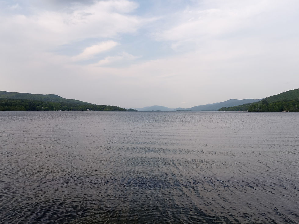 Looking north on Lake George, from the head of the lake near the site of William's encampment. Photo from Tim Dusablon.