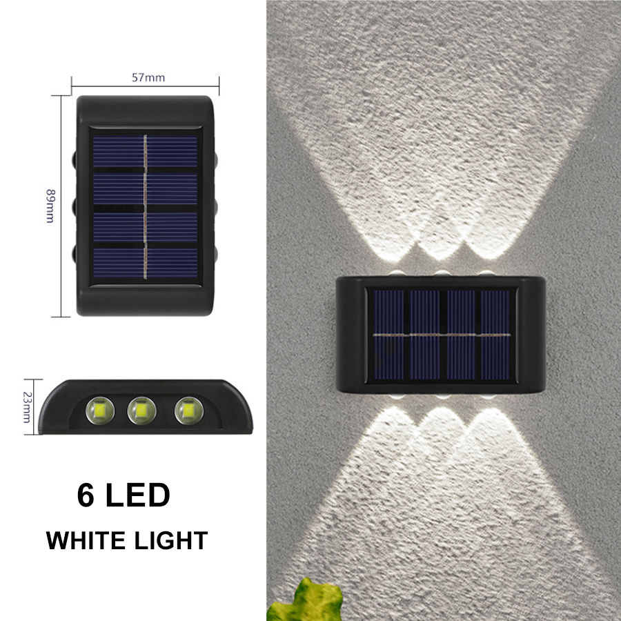 Miniatura: 4/6/8/10LEDs Solar Wall Lamp Yard Street Decor Light Outdoor Waterproof Up and D