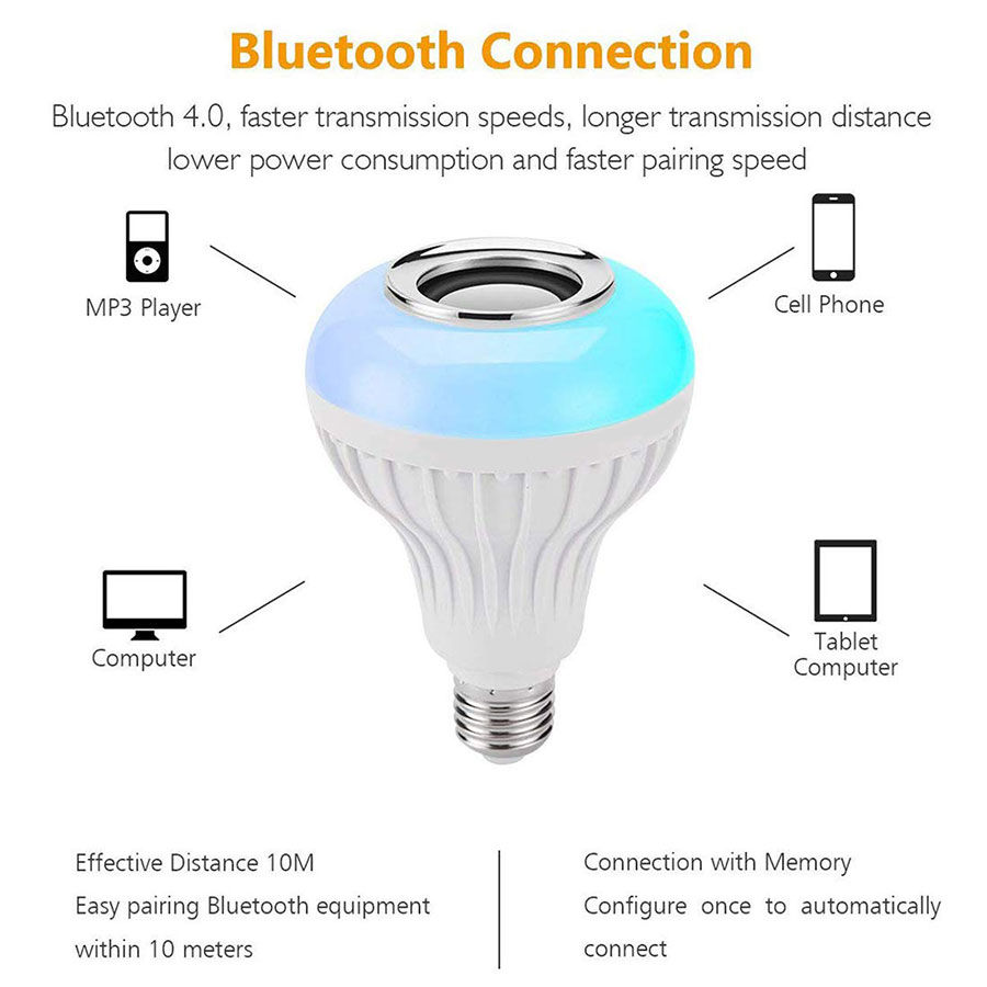 Miniatura: AC 85-265V 12W E27 LED Light Bulb with Bluetooth Speaker Music Remote Control Co