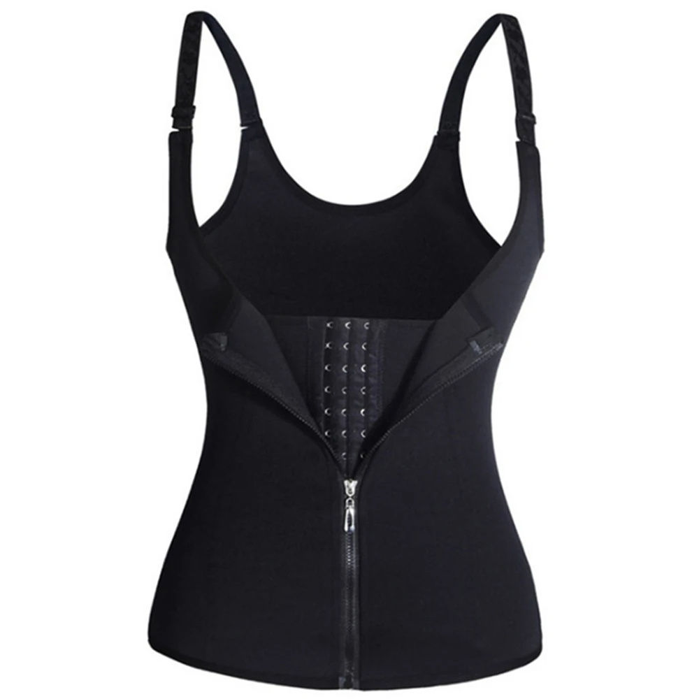 Waist Trainer Tank Top For Women Zipper Body Shaper Tummy Control Sleeveless Top