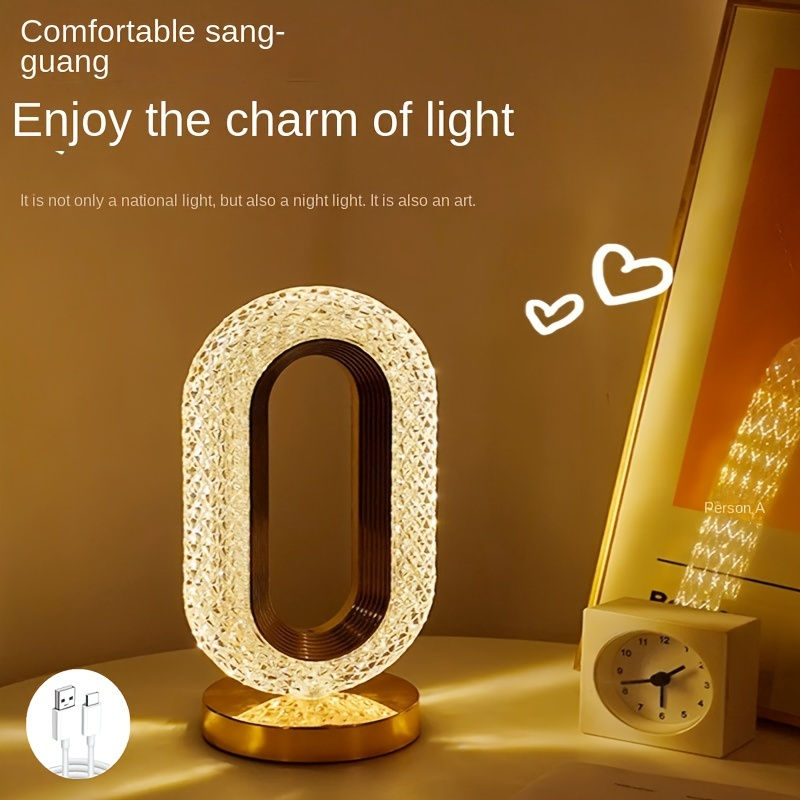 Miniatura: 1 luxurious oval crystal table lamp, office USB charging lamp, living room bedsi