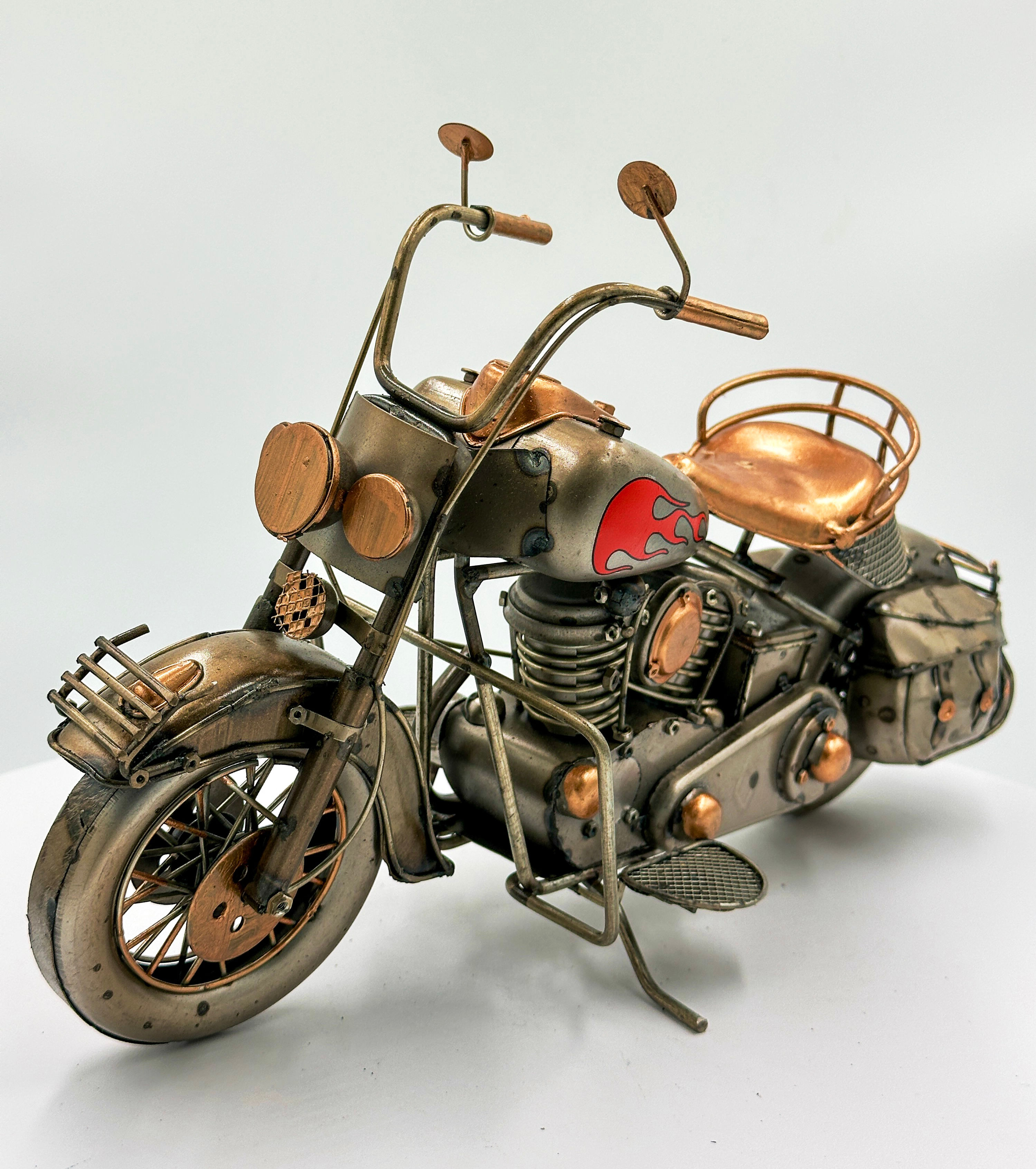 Dekoratif El Yapımı Metal Motosiklet 
