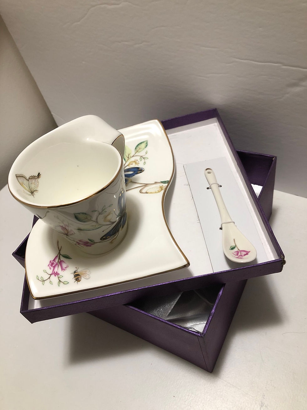 Thumbnail: Beautiful Ceramic Cup & Saucer with Spoon