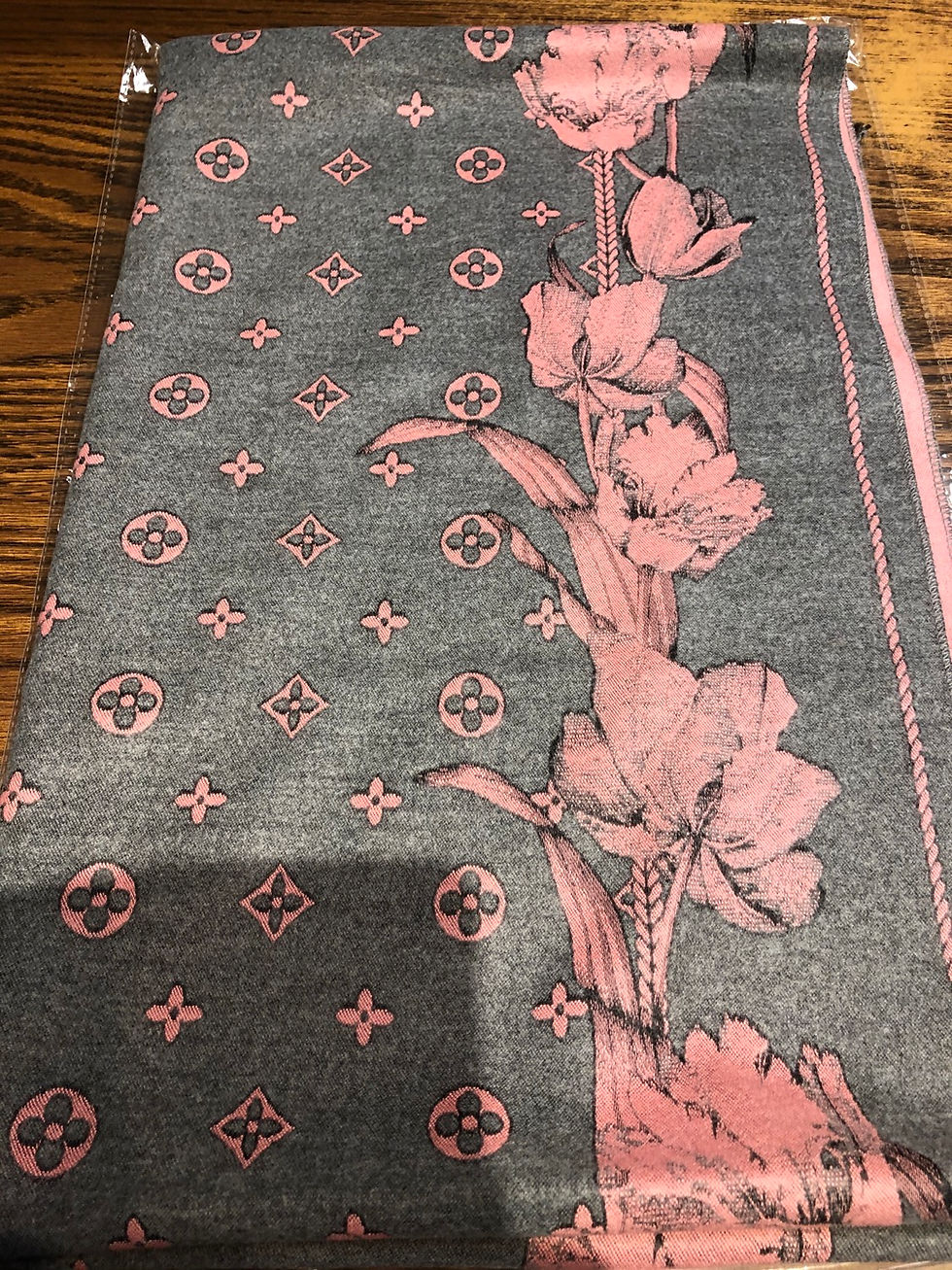 Thumbnail: Cashmere Double sided Pink and Grey Scarf