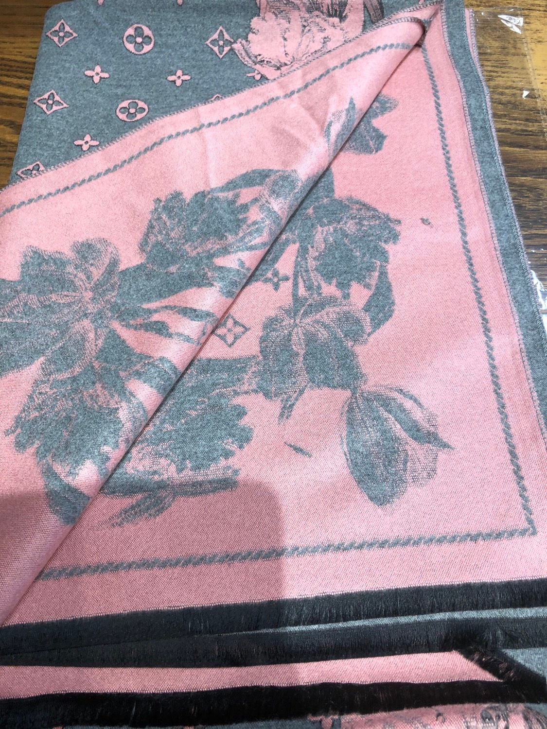 Cashmere Double sided Pink and Grey Scarf
