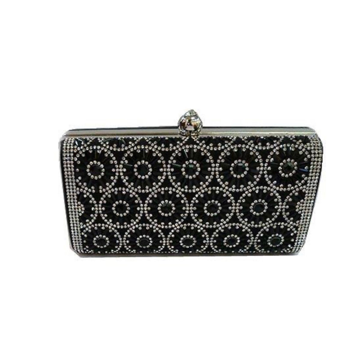 Clutch- Sun Pattern Rhinestones Black color