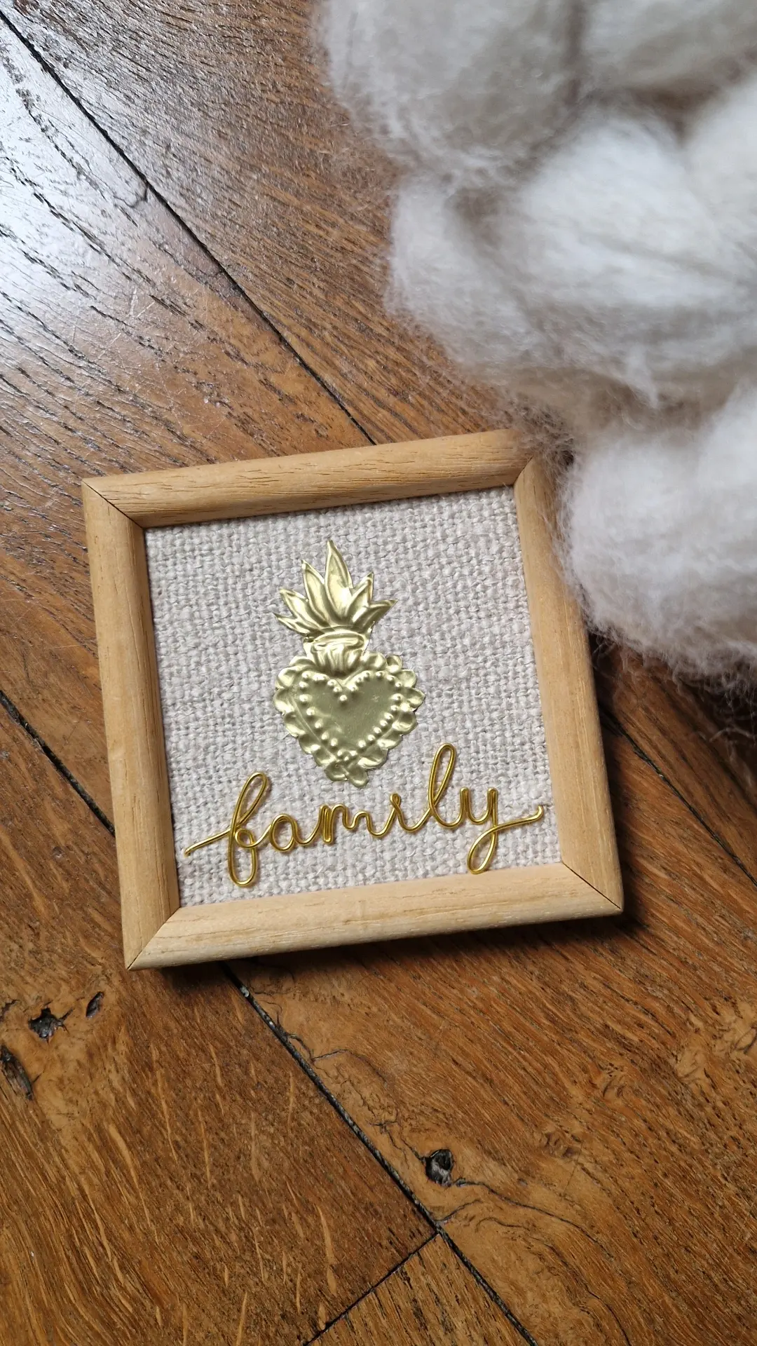 Petit cadre bois carré "family" 9x9cm