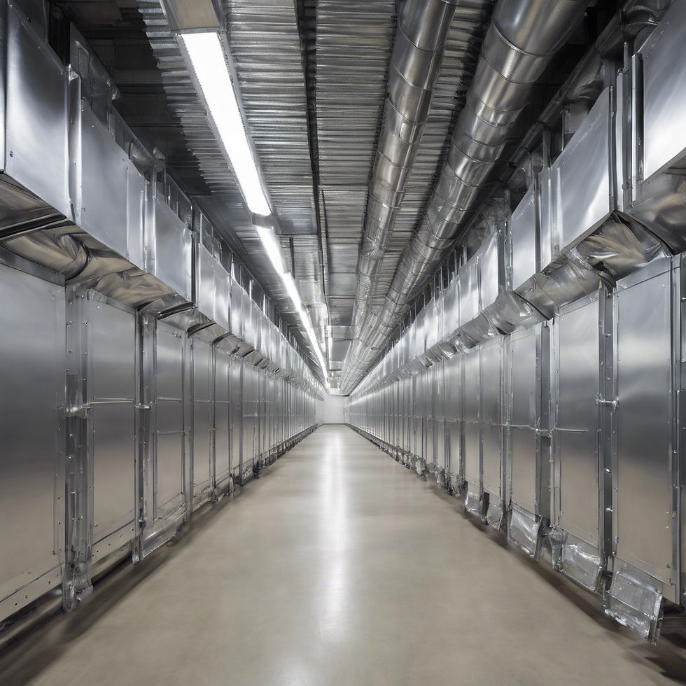 A high-quality galvanized sheet metal air duct system used in industrial ventilation. The