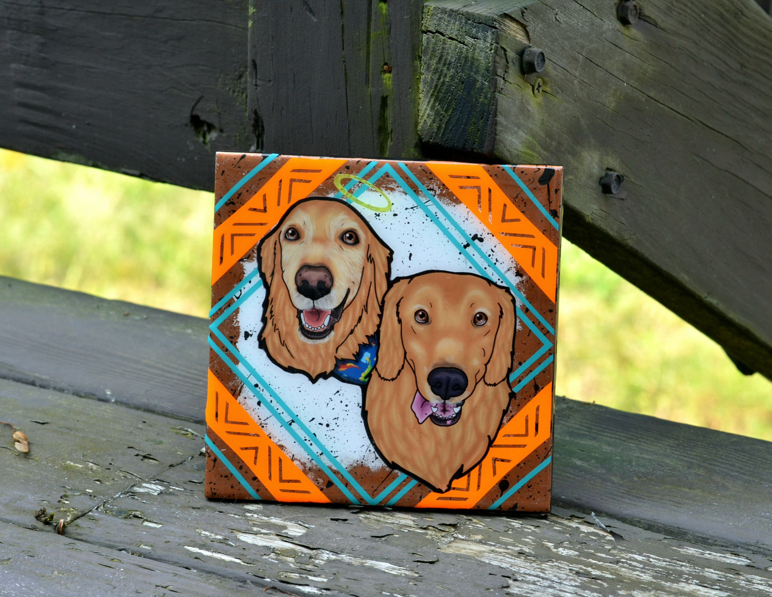 6" x 6" Custom Pet Portrait Tile – Handmade Pet Art Keepsake (Unframed)