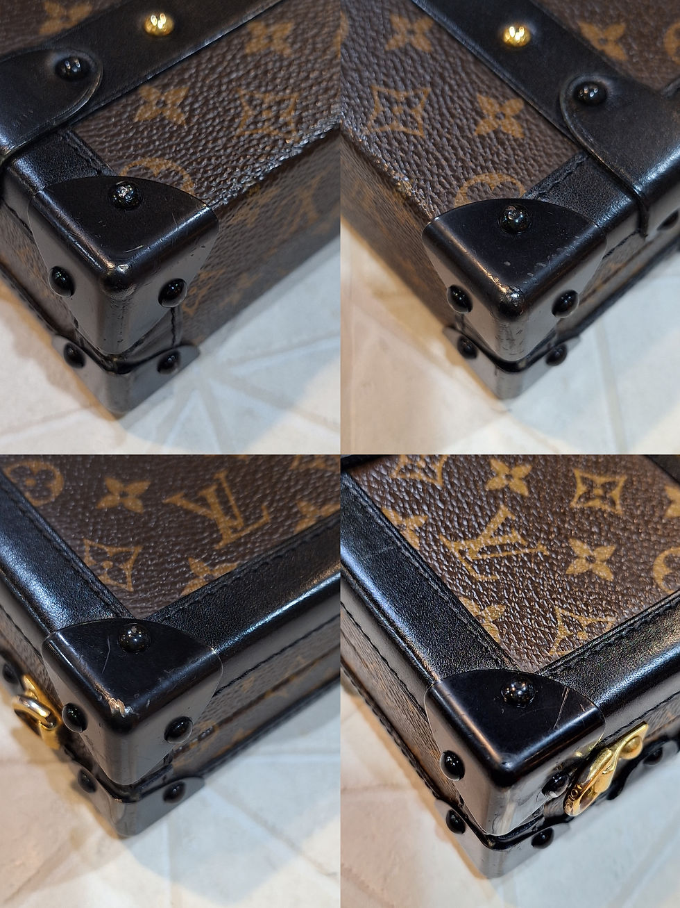 縮圖：LV  Petite Malle 老花拼黑皮硬盒包