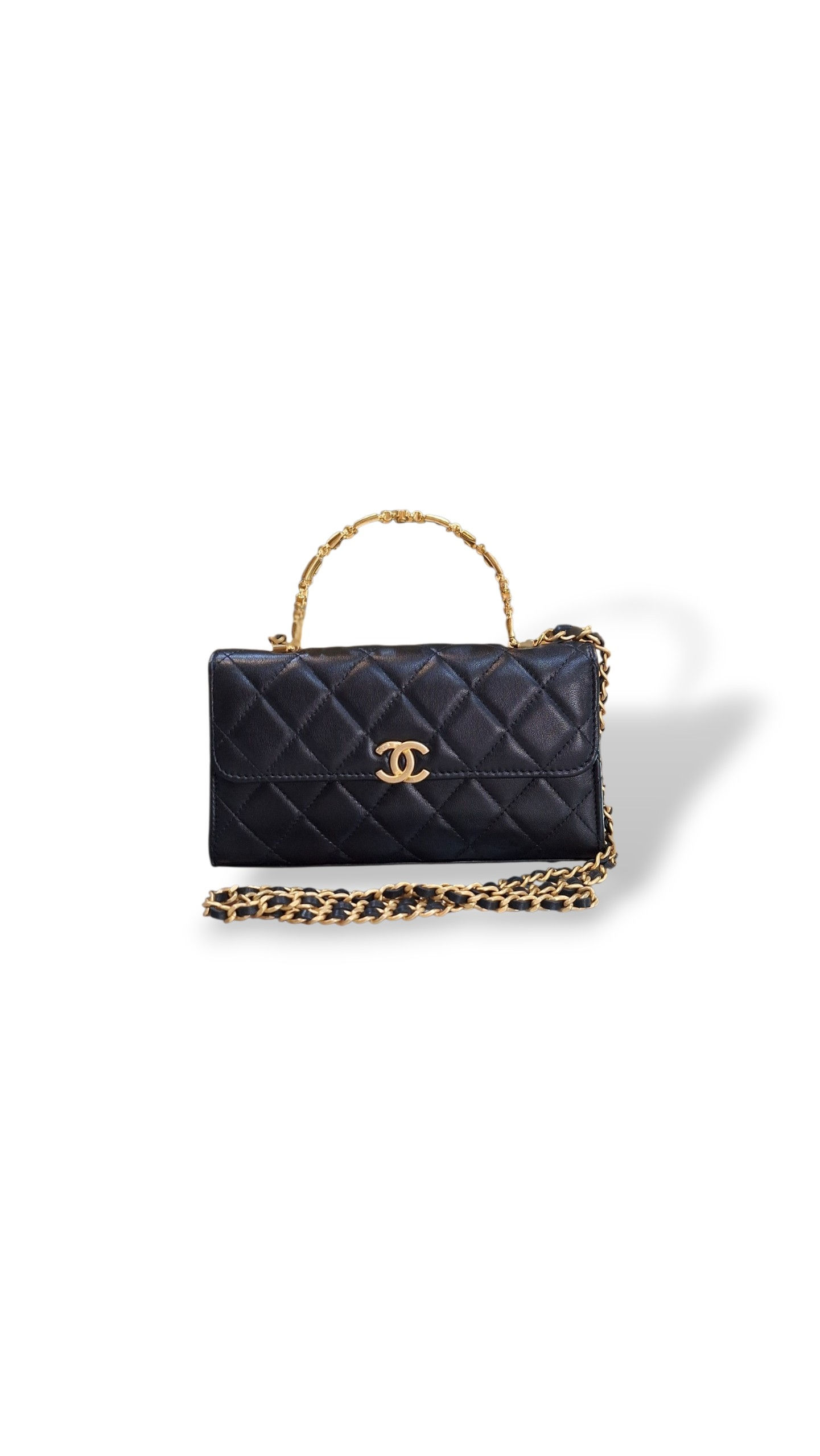 Chanel Enamel clasp handle WOC Black