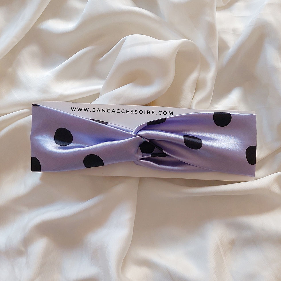 Bandeau Turban Violet polka dot ( Satin  )