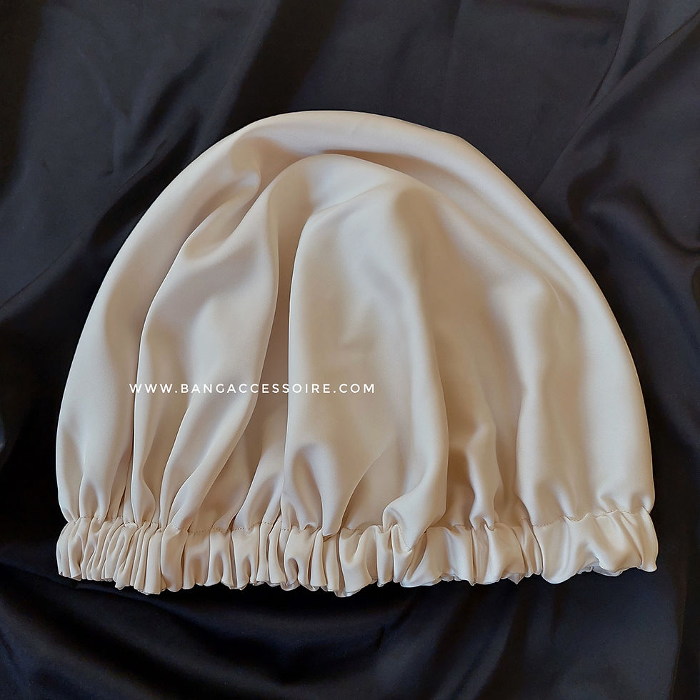 Miniature : 2 Bonnets en satin de soie double face réversible + 2 Chouchous