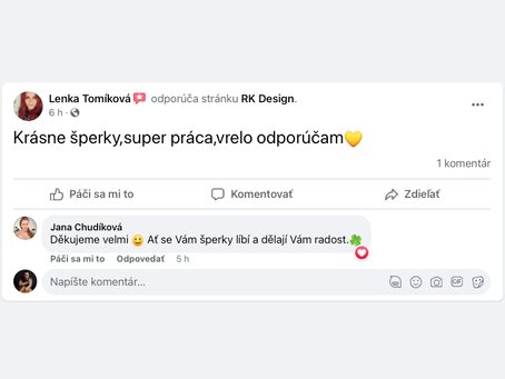 Krásne šperky, super práca, vrelo odporúčam <3