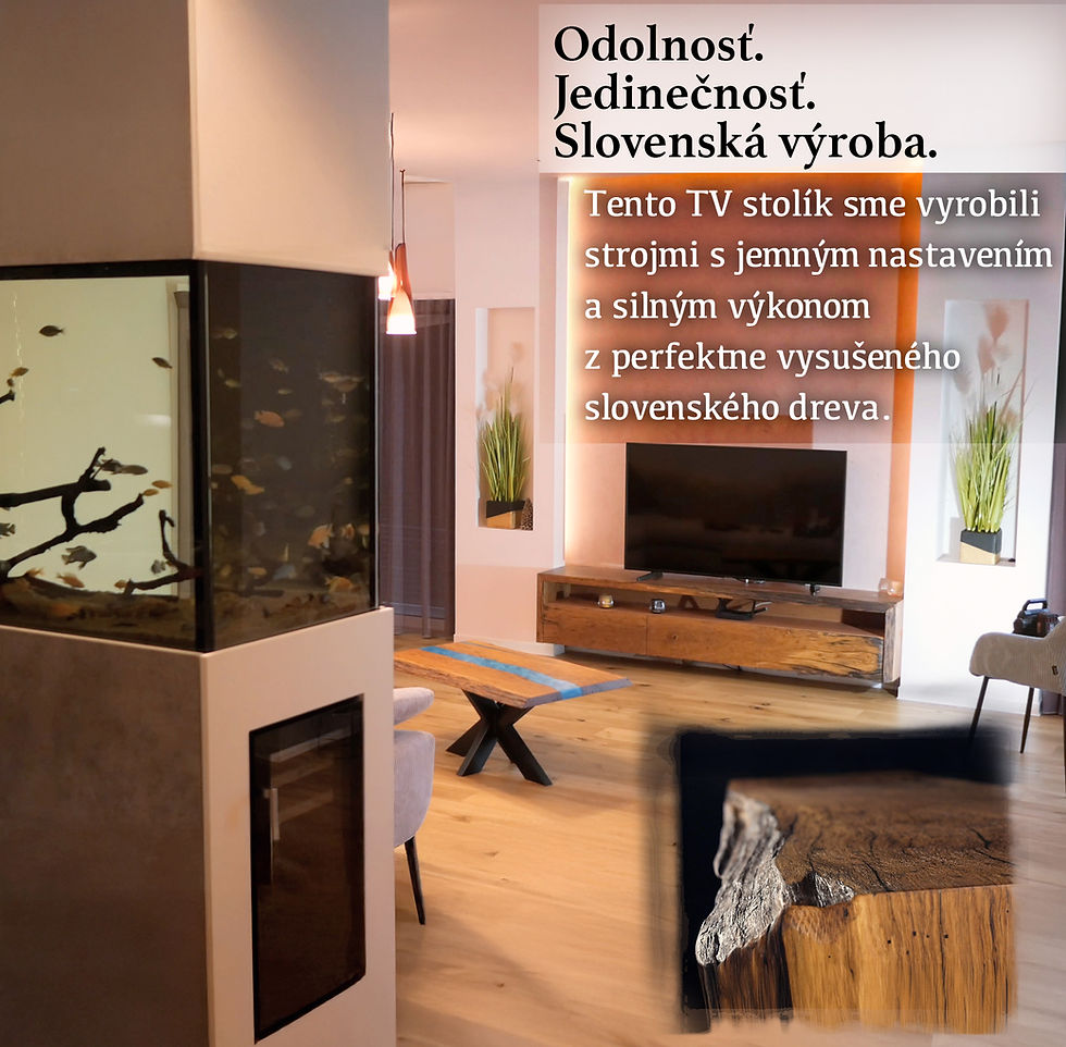Miniatura: TV stolík zo slovenského subfosilného dubu. Tento TV stolík sme vyrobili z perfektne vysušeného slovenského dreva.