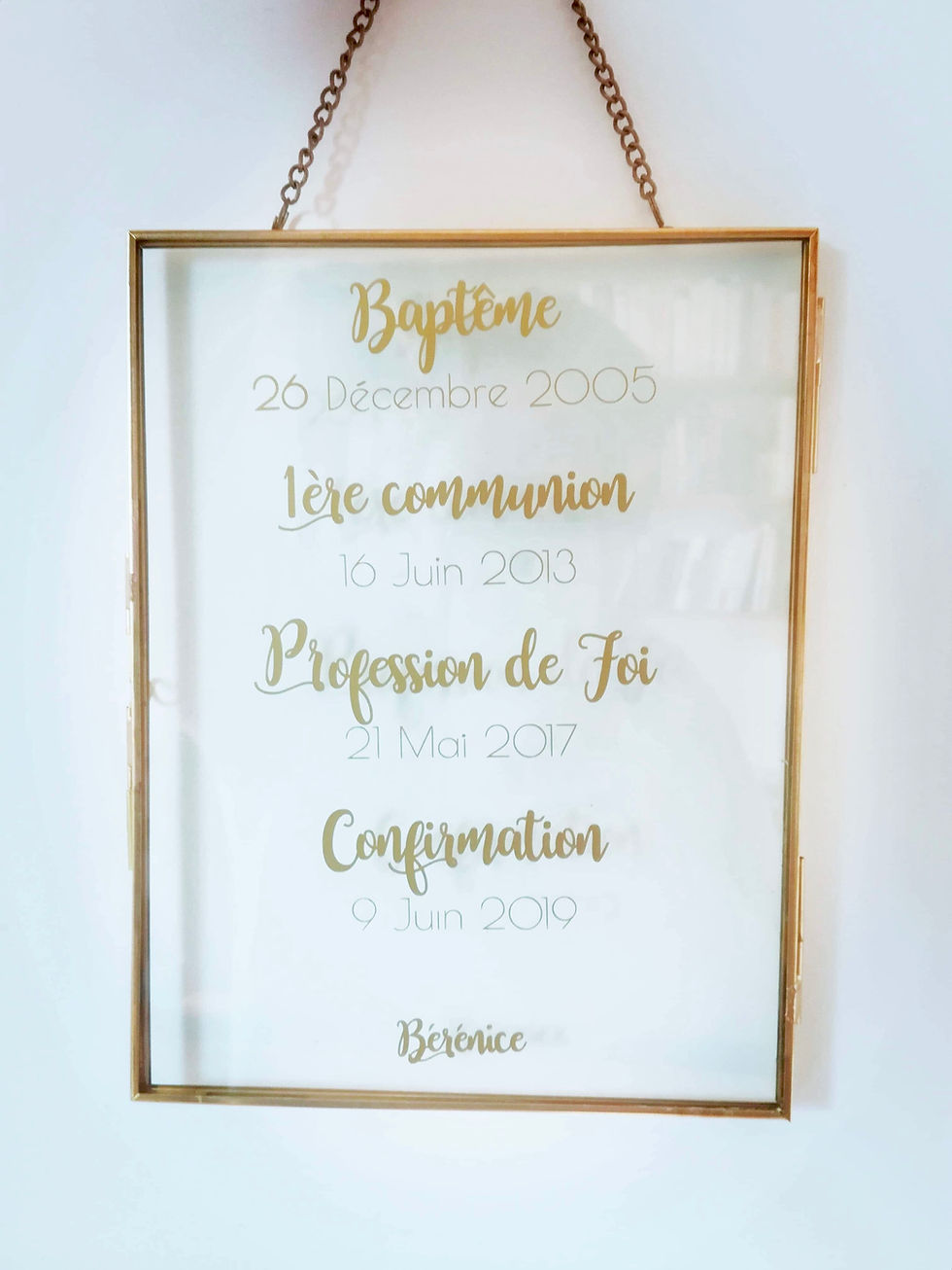 Miniature : Cadre verre et métal - texte et date