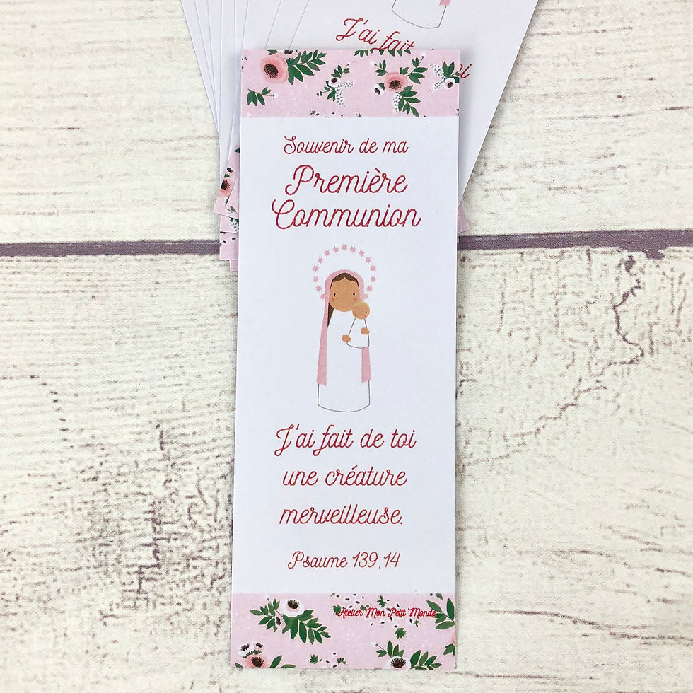 Miniature : Signets Communion fille Saint Patron, marque pages catho cadeau