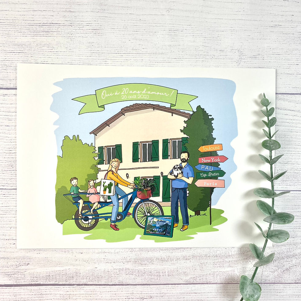 portrait de famille devant maison