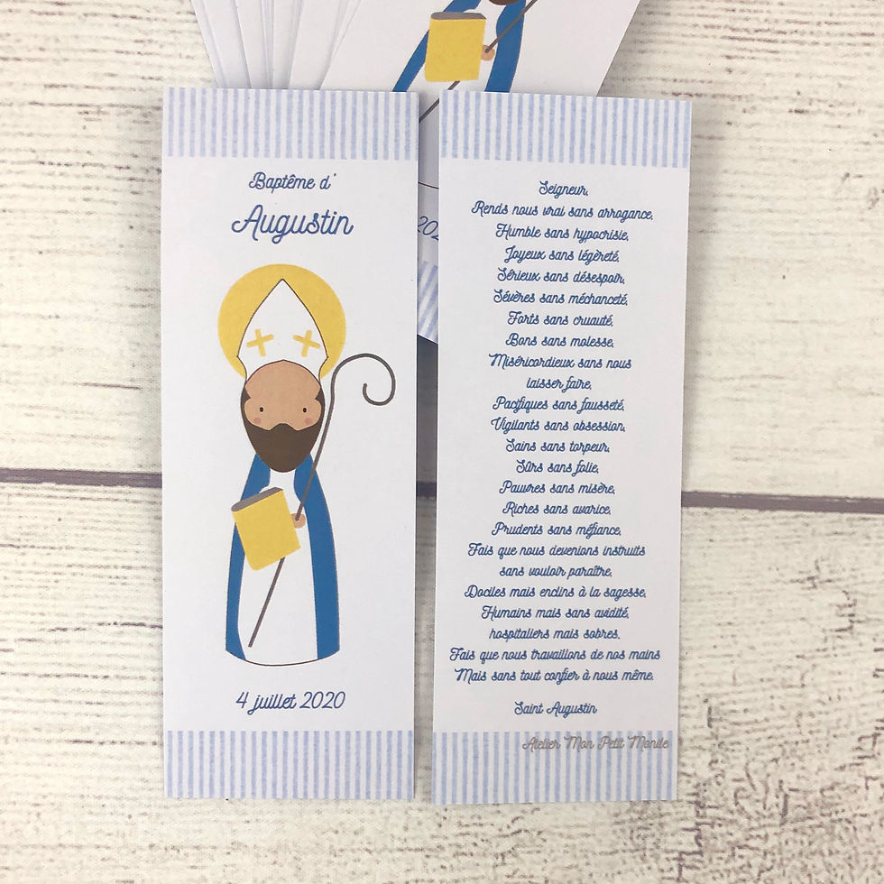 Miniature : Signets Baptême Saint Patron, marque pages cadeau