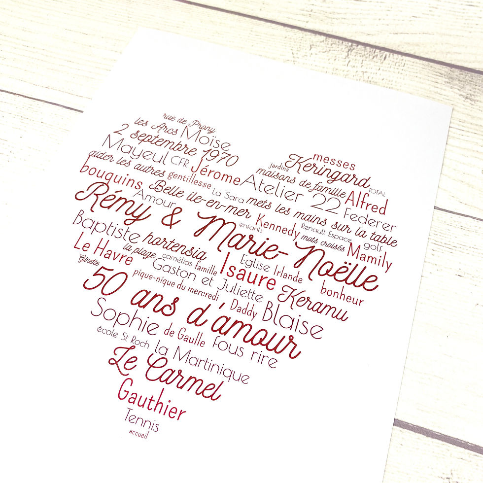 Miniature : affiche mots cœur rouge