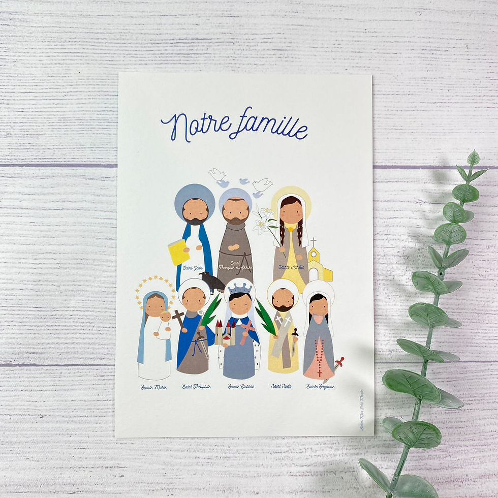 Miniature : Affichette Famille de Saints Patrons, cadeau famille catholique