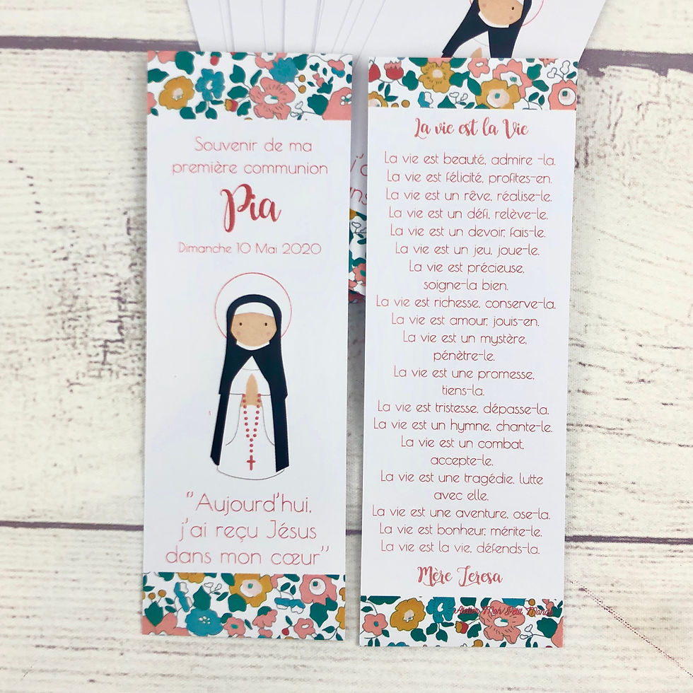 Miniature : Signets Communion fille Saint Patron, marque pages catho cadeau