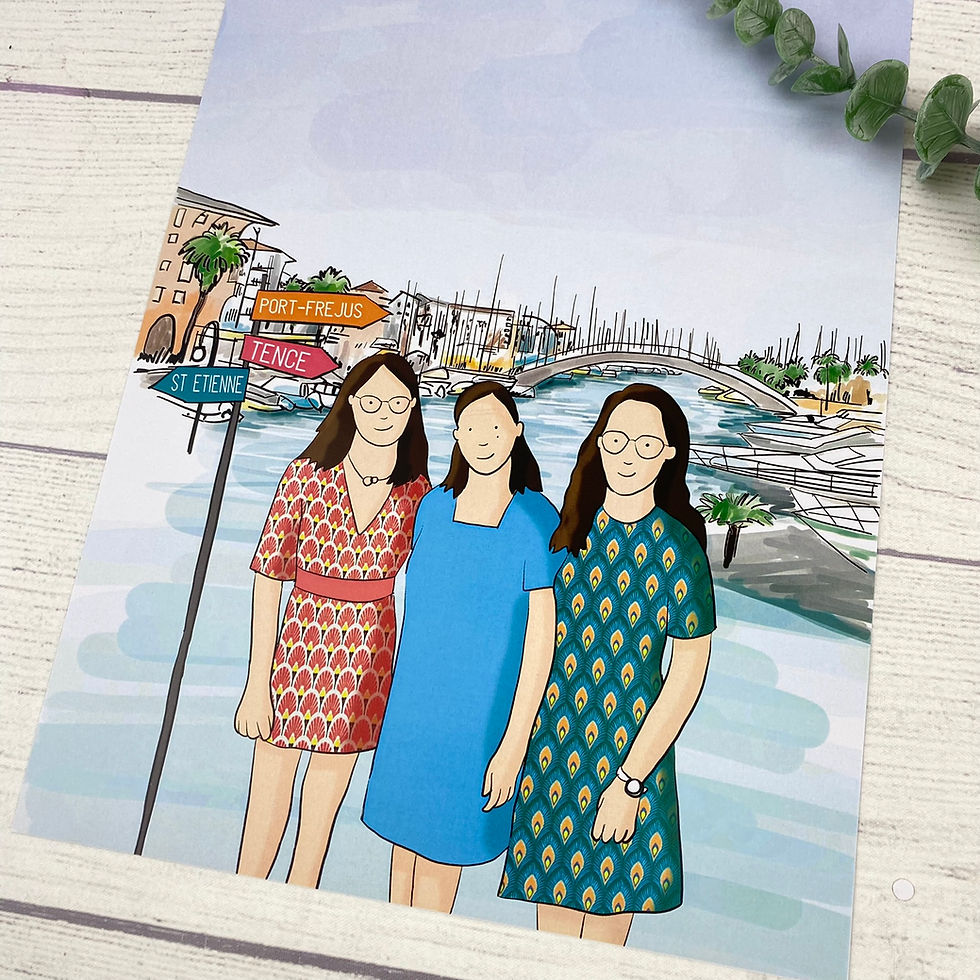 Miniature : Illustration portrait de famille avec arrière plan