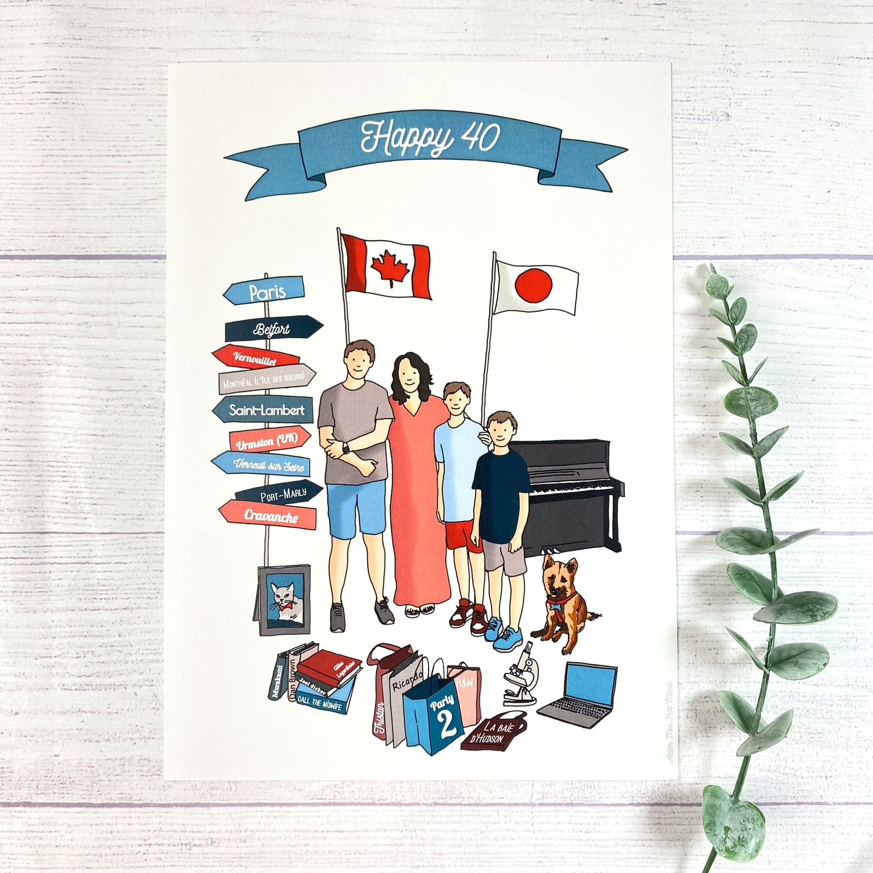 Illustration Portrait de famille avec détails personnalisés