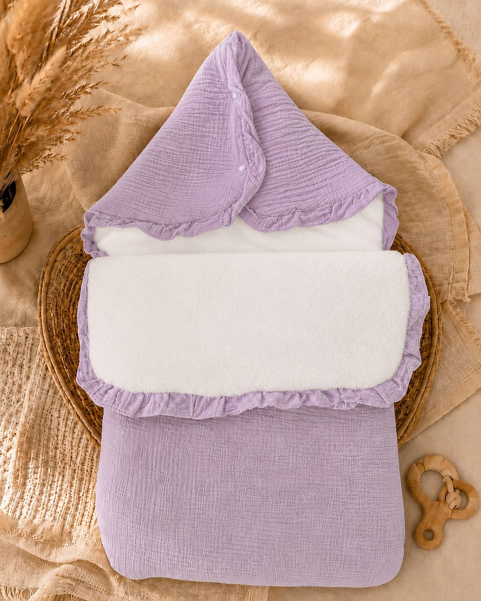Miniature : Nid d’ange bébé personnalisé en gaze de coton – Douceur et chaleur pour bébé