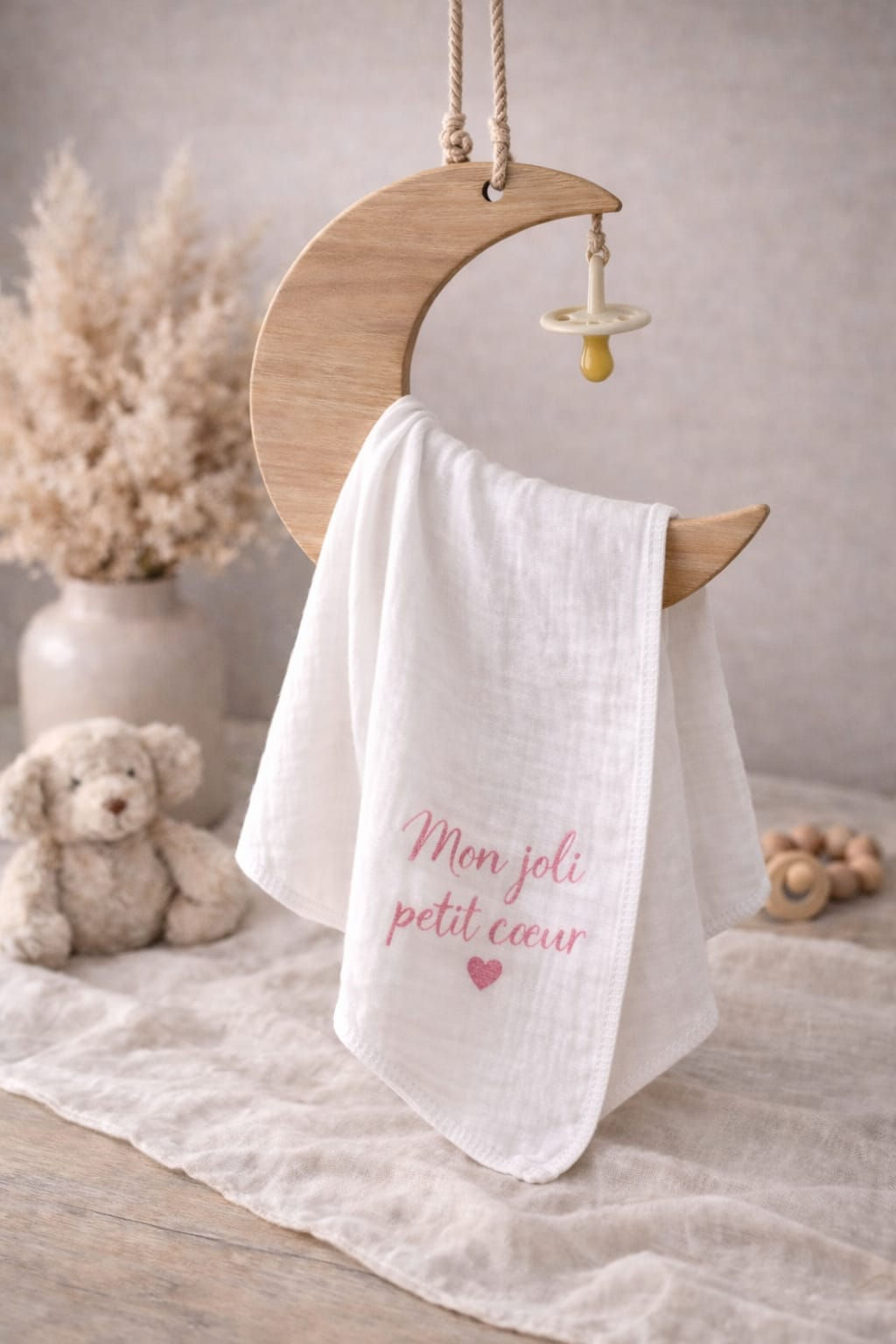 Lange bébé personnalisé en gaze de coton – Prénom de bébé