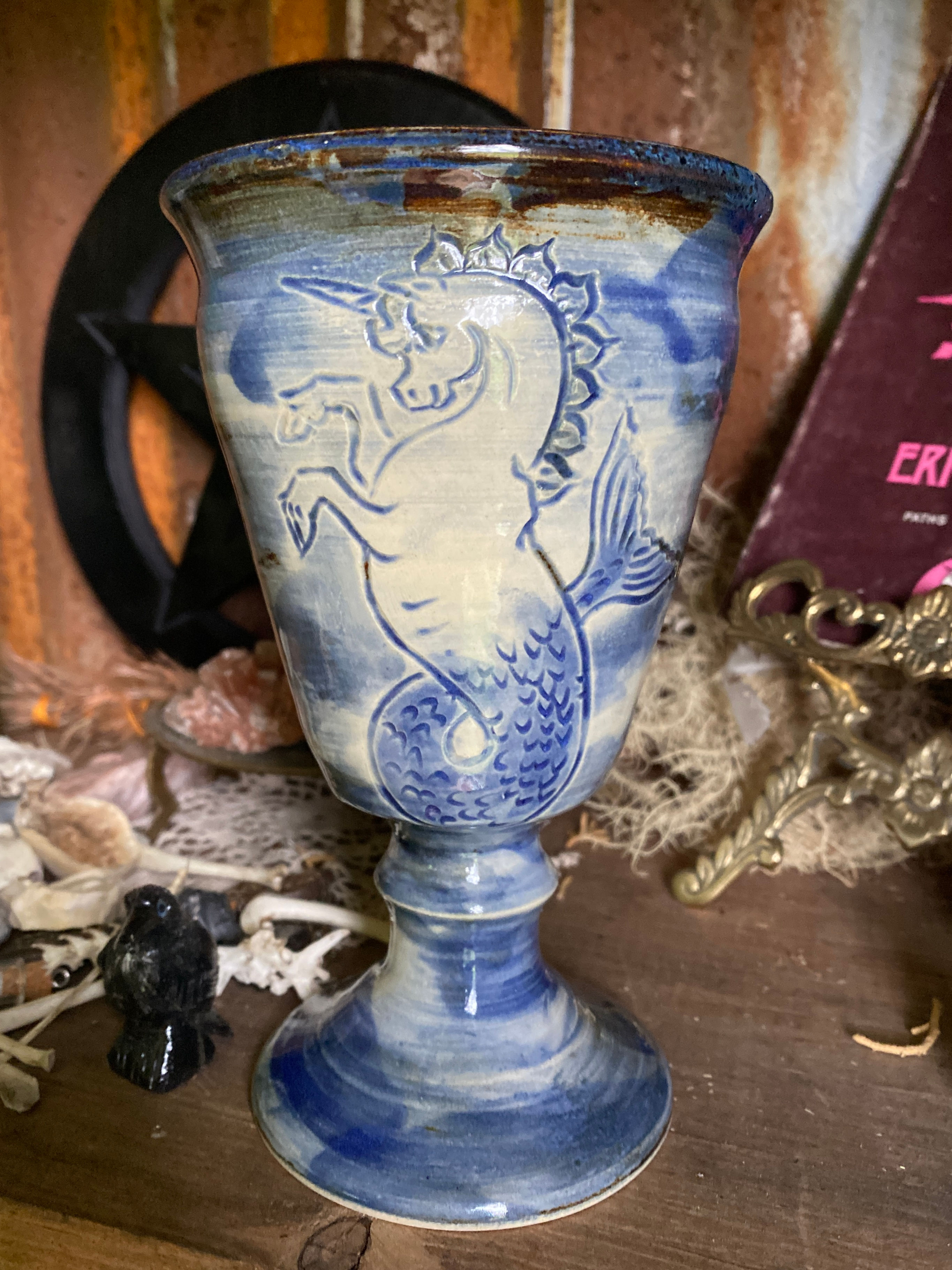 Hippocampus Goblet~ Hand Crafted, Beautiful Pottery