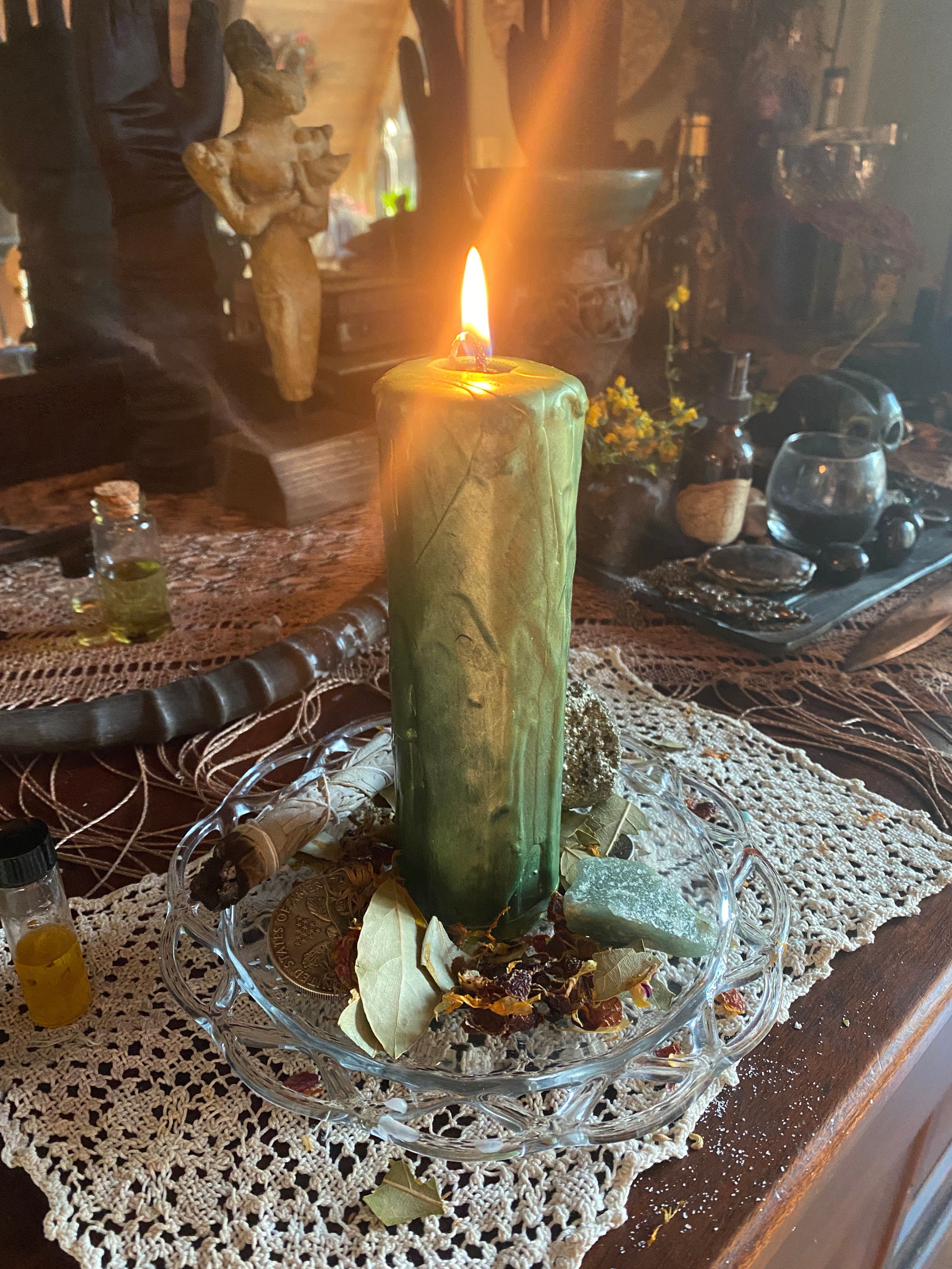 Money Abundance Spell Candle Beeswax