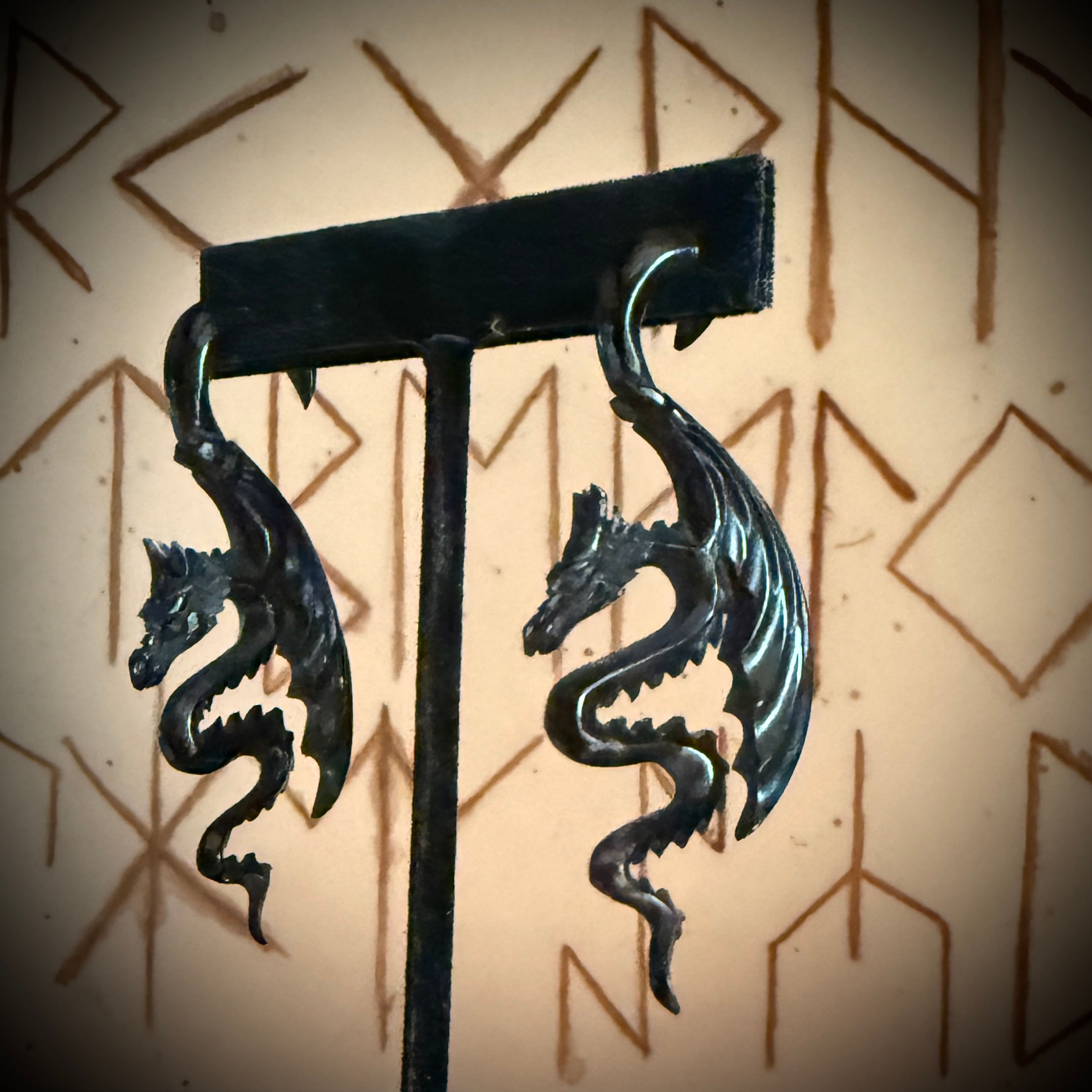 Black Serpent Dragon Earrings from Horn