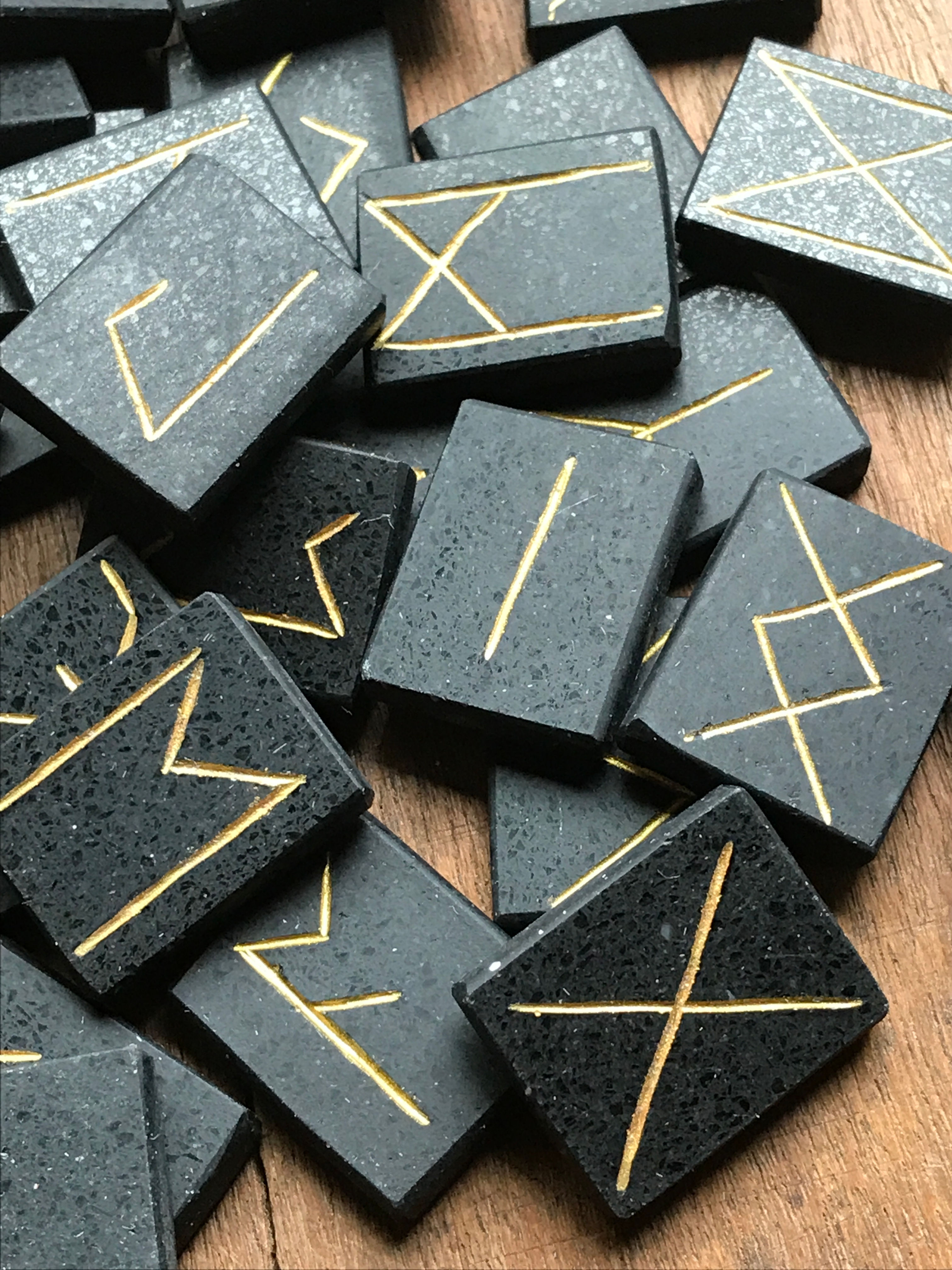 33 Black Basalt Runes ~Engraved