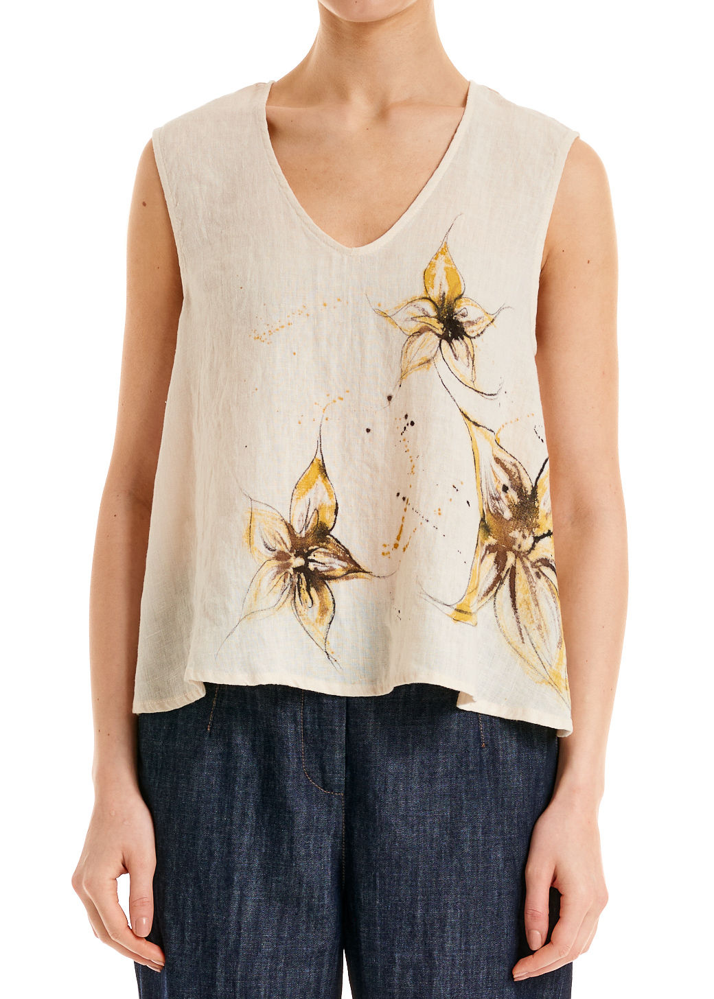 CANOTTA IN LINO DIPINTA A MANO