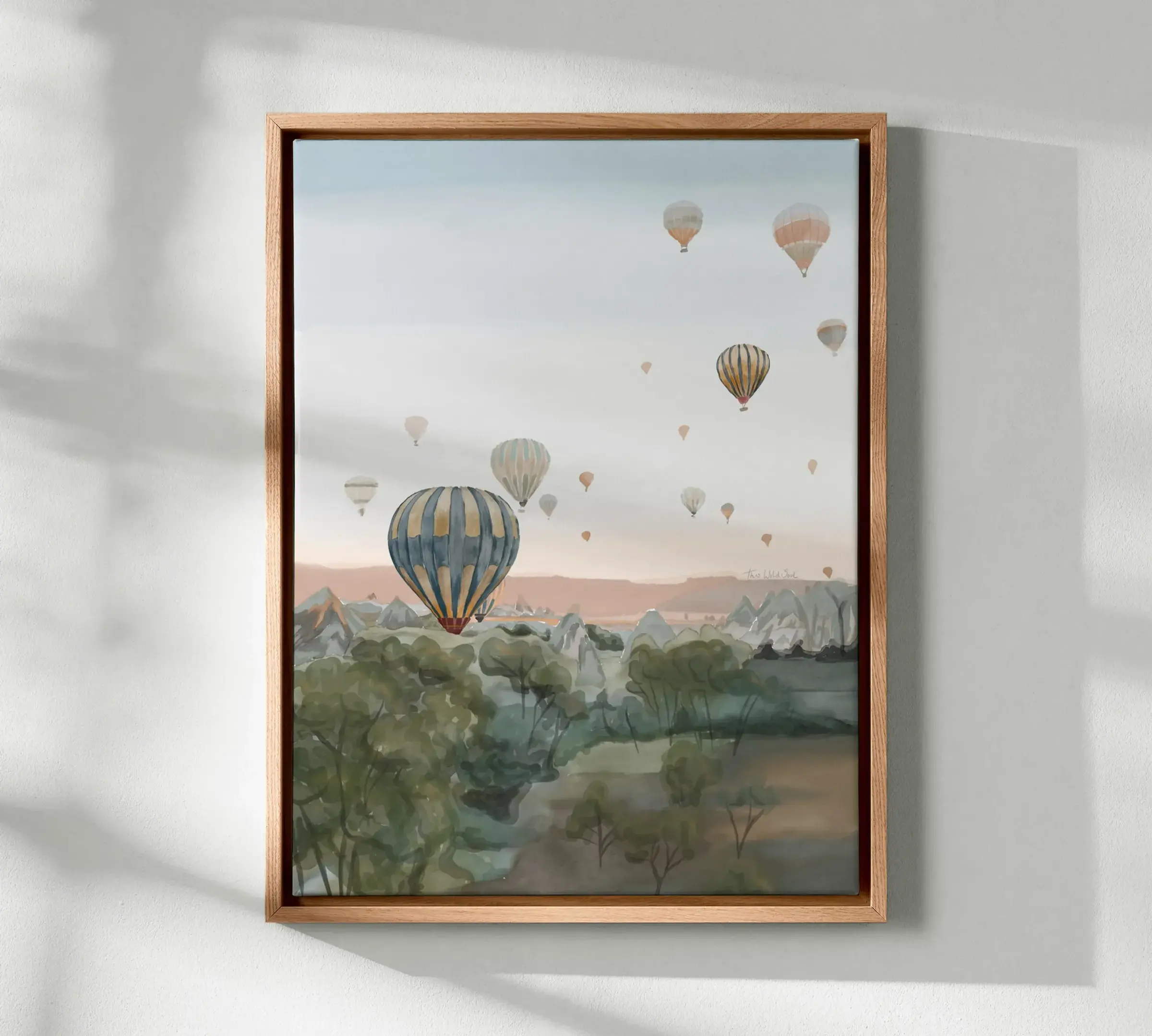 Hot Air Balloons Sunrise over Cappadocia Watercolour Art Print