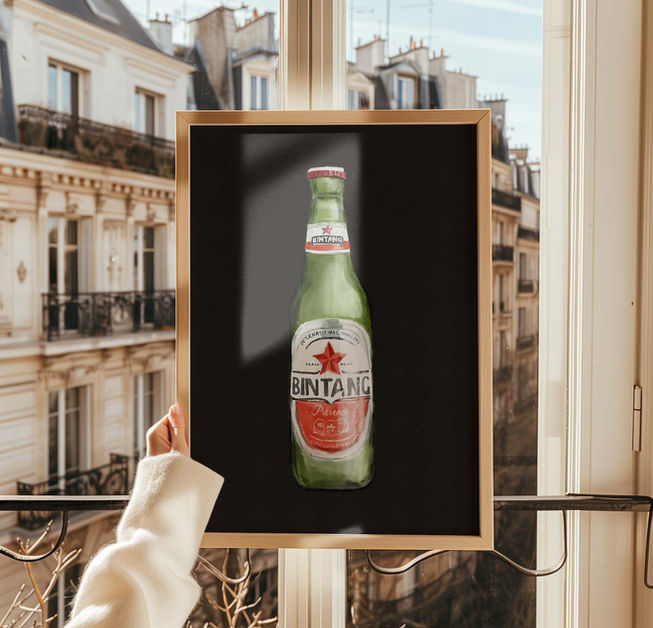 Bintang beer bottle bali beer minimalist illustration by artist This Wild Soul