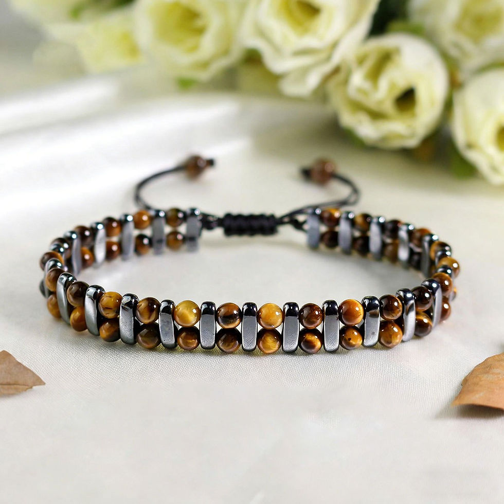 Thumbnail: Tiger Eye Stone Magnetic Woven Bracelet