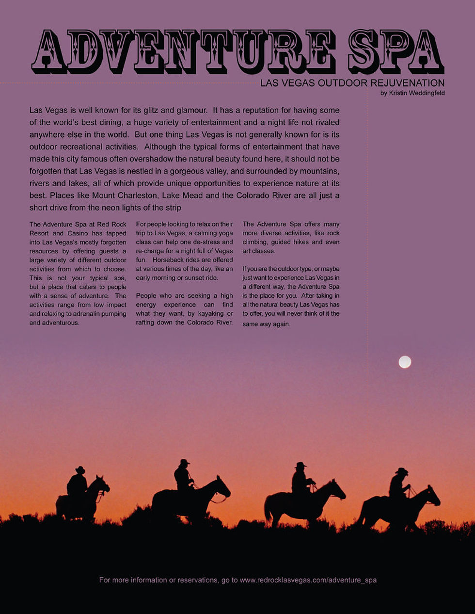 Adventure Spa - one page article