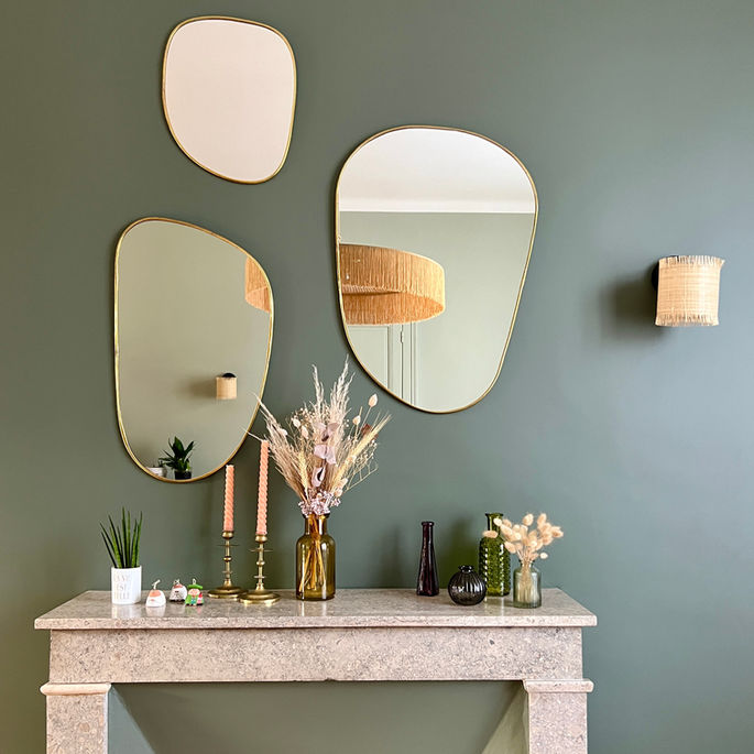 Miroirs et décorations sur cheminée ancienne en marbre architecture intérieur suivi travaux Rev design d'espace Nantes 44